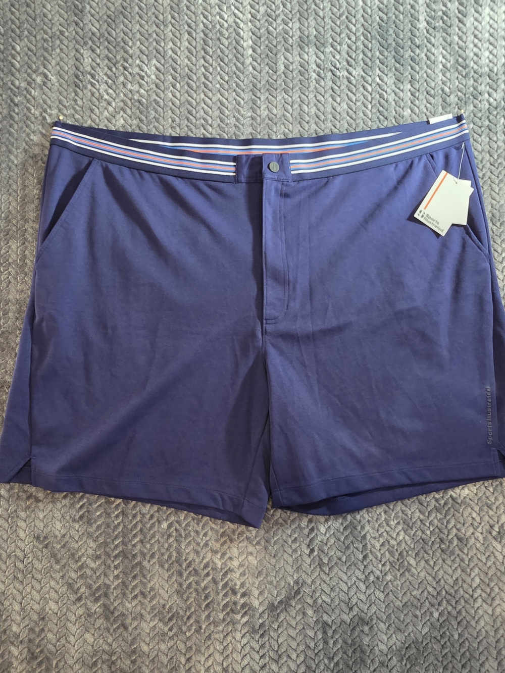 Sports Illustrated Swim Navy Blue Hybrid Shorts with Stripe Waistband